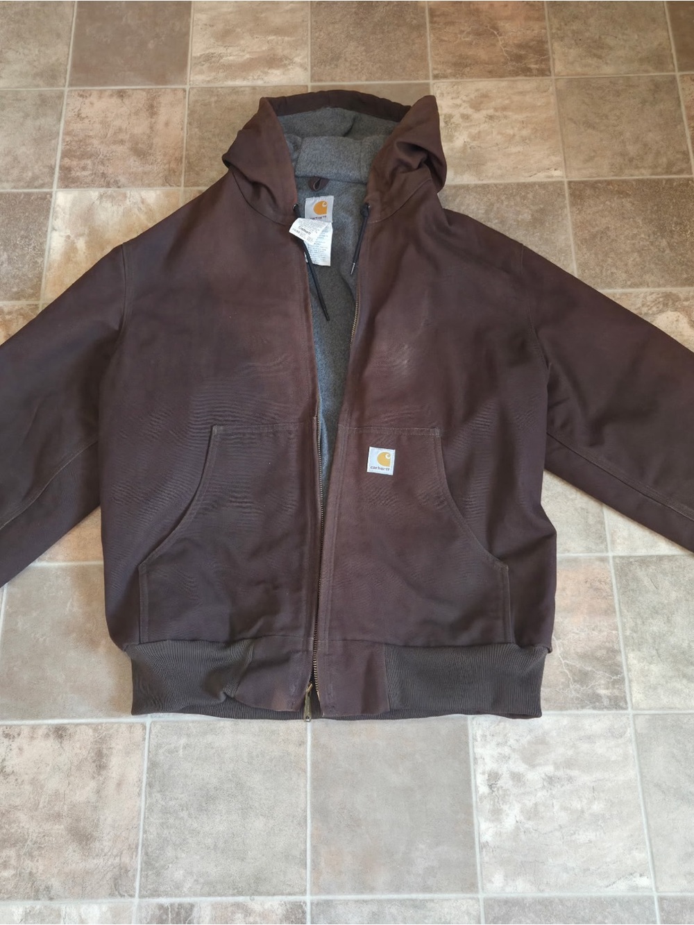 Carhartt Dark Brown Hooded Work Jacket - L